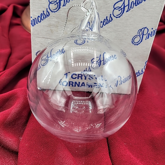 Princess House 406 Crystal Ornament Etched Poinsettia Handmade USA w Box 90s Vtg - Picture 4 of 5
